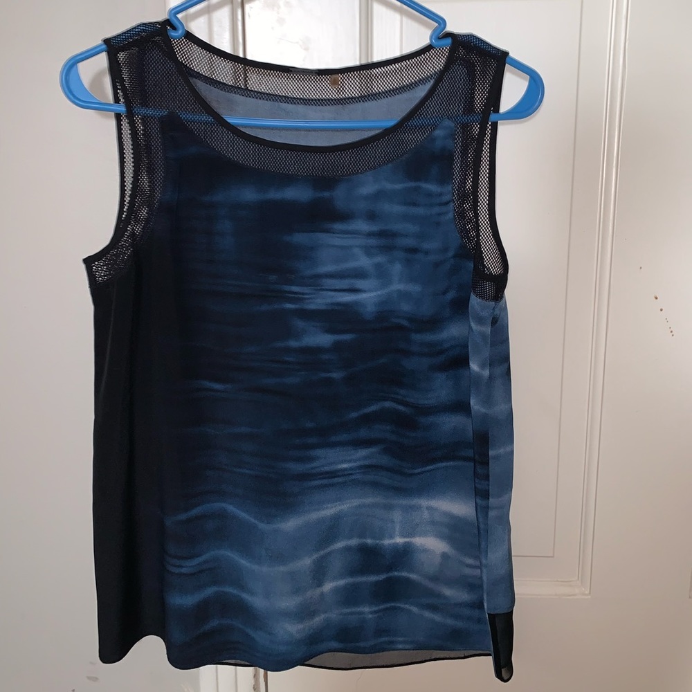 Elie Tahari tank sleeveless silk blue/black XS